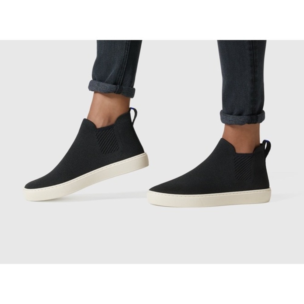 Rothy's Chelsea Boot Sneaker Knit Slip-On Size 7 Black Women